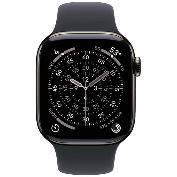 Apple Watch Series 11 46mm Slate Titanium Case with Black Sport Band M/L (MFD24)