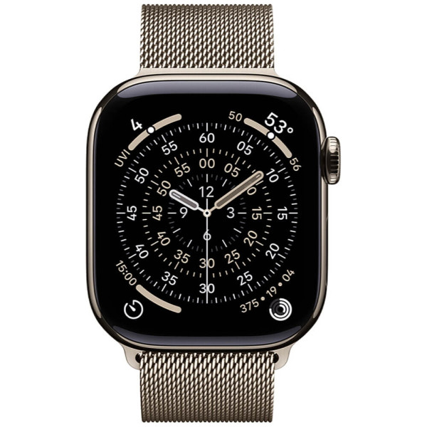 Apple Watch Series 11 42mm Natural Titanium Case with Slate Milanese Loop S/M (MF9H4/MGJ14)