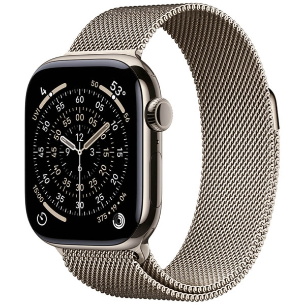 Apple Watch Series 11 42mm Natural Titanium Case with Natural Milanese Loop S/M (MF8P4)