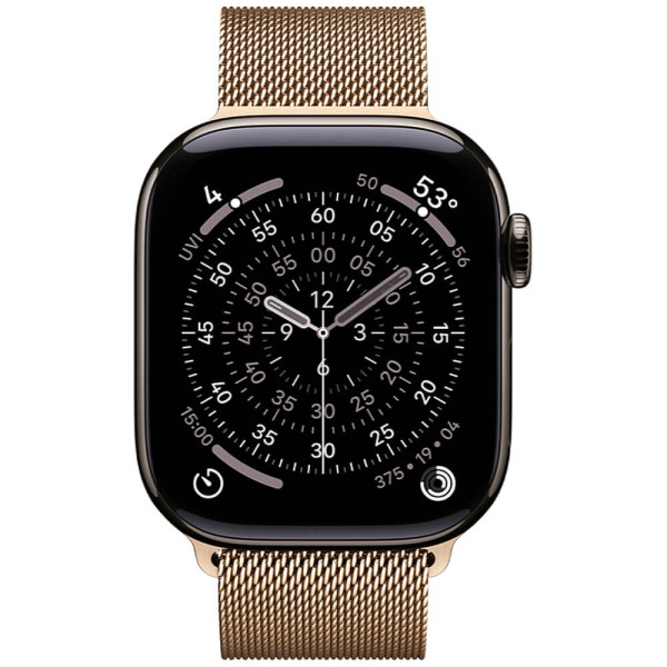Apple Watch Series 11 42mm Slate Titanium Case with Gold Milanese Loop S/M (MF9K4/MGJ04)