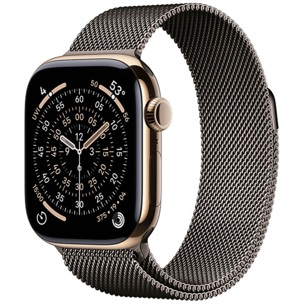 Apple Watch Series 11 42mm Gold Titanium Case with Slate Milanese Loop S/M (MF9M4/MGJ14)