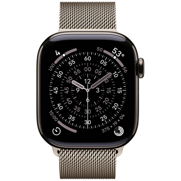Apple Watch Series 11 46mm Slate Titanium Case with Natural Milanese Loop M/L (MFC14/MGJ34)