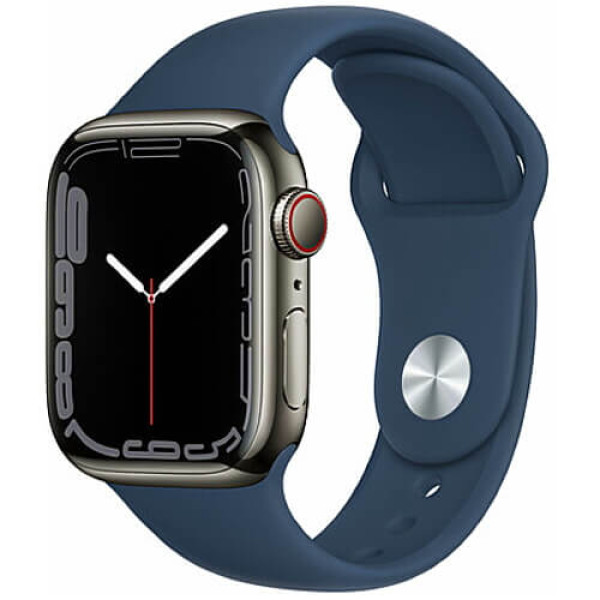 Apple WATCH Series 7 45mm GPS + Cellular Graphite Stainless Steel Case with Abyss Blue Sport Band (MKJH3)
