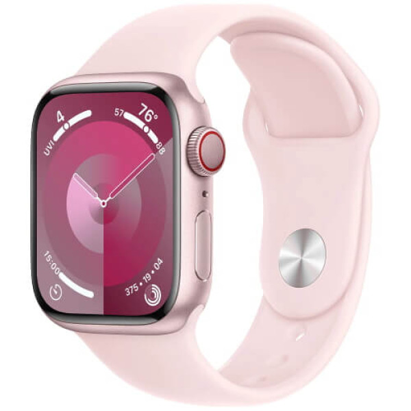 Apple WATCH Series 9 41mm GPS + Cellular Pink Aluminium Case with Light Pink Sport Band M/L (MRJ03)