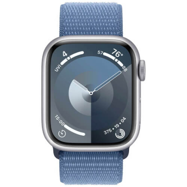 Apple Watch Series 9 GPS + Cellular 41mm Silver Aluminum Case with Winter Blue Sport Loop (MRHX3)