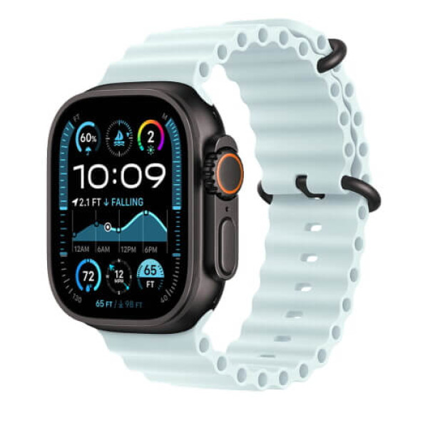 Apple Watch Ultra 2 Black Titanium Case with Ice Blue Ocean Band (MYP83)
