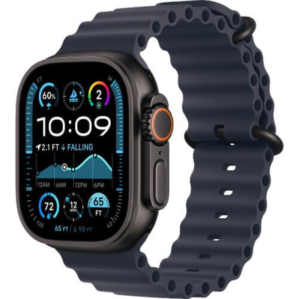 Apple Watch Ultra 2 Black Titanium Case with Navy Ocean Band (MYPA3)