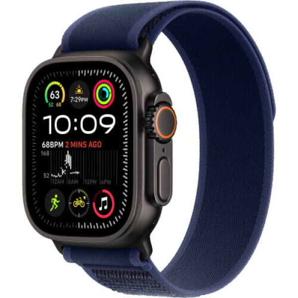 Apple Watch Ultra 2 Black Titanium Case with Blue Trail Loop S/M (MYQ73)
