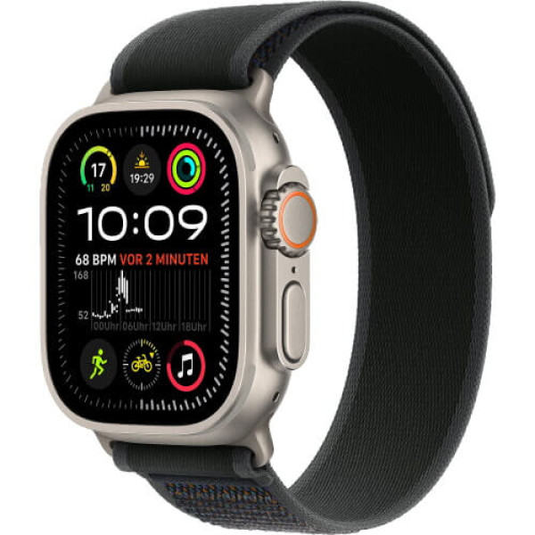 Apple Watch Ultra 2 Natural Titanium Case with Black Trail Loop S/M (MXTQ3)