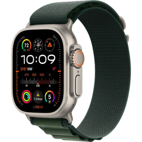 Apple Watch Ultra 2 Natural Titanium Case with Dark Green Alpine Loop Medium (MXMV3)