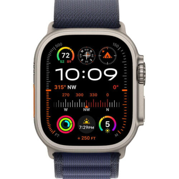 Apple Watch Ultra 2 Natural Titanium Case with Navy Alpine Loop Small (MXMX3)