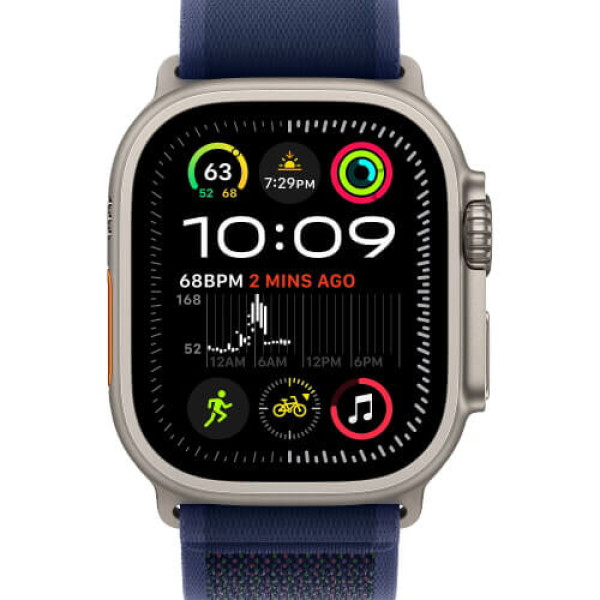 Apple Watch Ultra 2 Natural Titanium Case with Blue Trail Loop M/L (MX4L3)