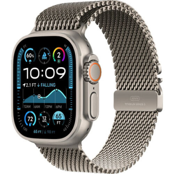 Apple Watch Ultra 2 Natural Titanium Case with Natural Titanium Milanese Loop Small (MX4M3)