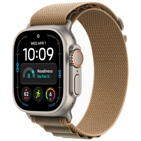 Apple Watch Ultra 4 Natural Titanium Case with Desert Alpine Loop Large (MJAG4)