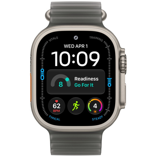 Apple Watch Ultra 4 Natural Titanium Case with Translucent Black Ocean Band (MJCR4+MK7P4)