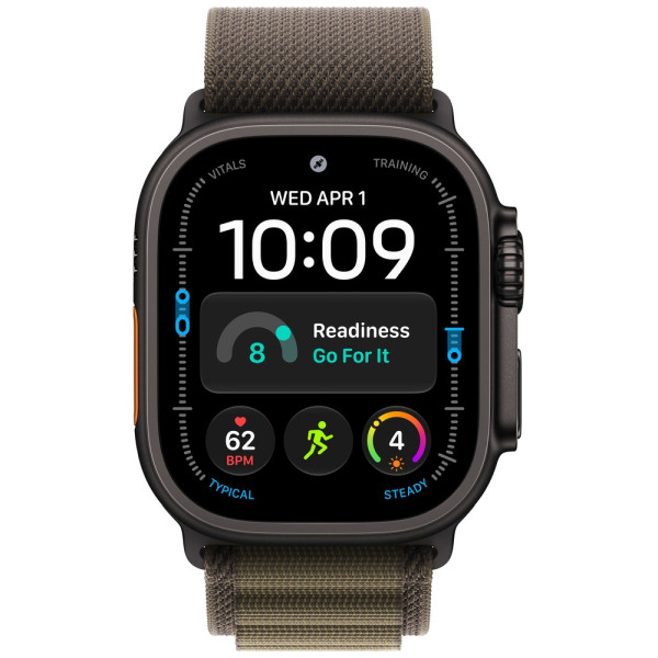 Apple Watch Ultra 4 Black Titanium Case with Dark Olive Alpine Loop Large (MJCT4+MKDY4)