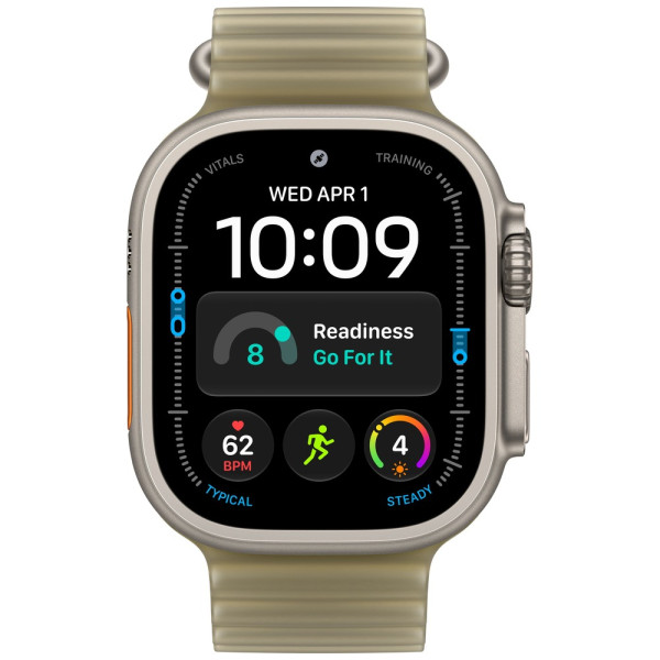 Apple Watch Ultra 4 Natural Titanium Case with Translucent Kelp Ocean Band (MJCR4+MK7M4)