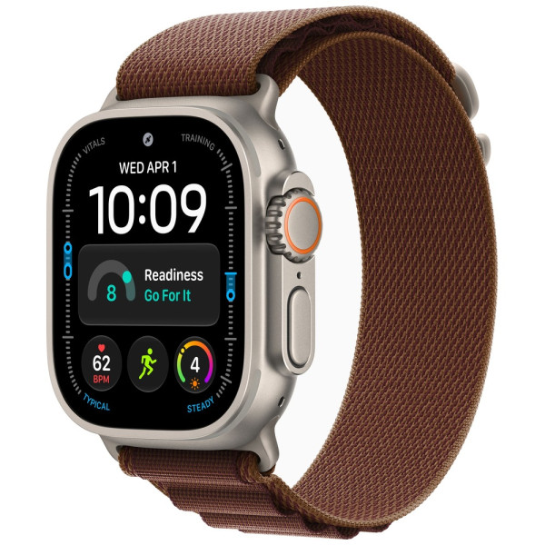 Apple Watch Ultra 4 Natural Titanium Case with Burgundy Alpine Loop Large (MJCR4+MK7F4)