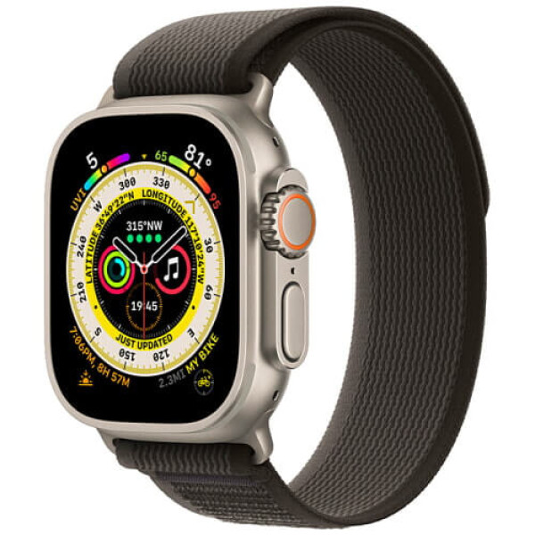 Apple Watch Ultra Titanium Case with Black/Gray Trail Loop - S/M (MQF43/MQFW3)