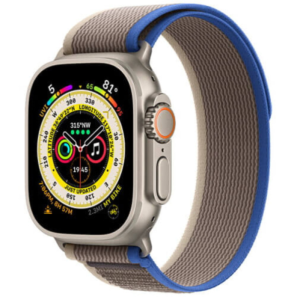 Apple Watch Ultra Titanium Case with Blue/Gray Trail Loop - S/M (MNHE3/MNHL3)