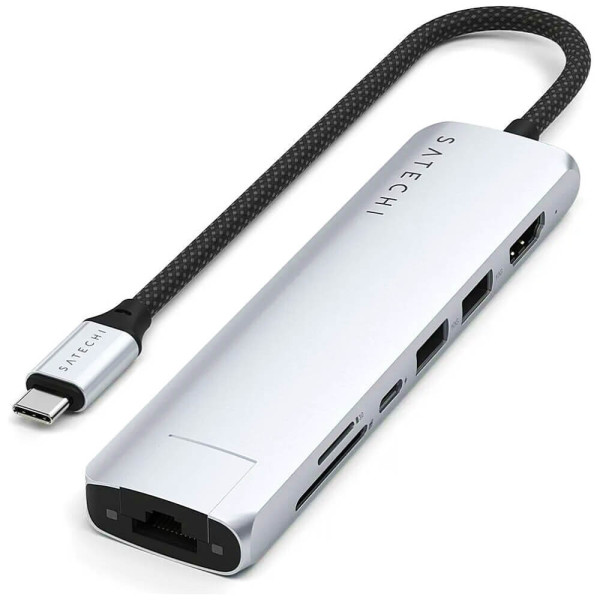 Хаб Satechi 7-in-1 USB-C Slim Multiport 4K with Ethernet Silver (ST-P7SS)
