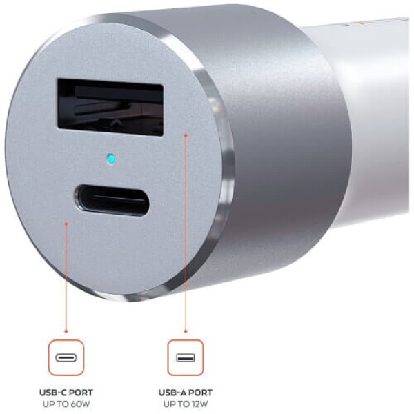 Автомобільний зарядний пристрій Satechi 72W Type-C PD Car Charger Silver (ST-TCPDCCS)