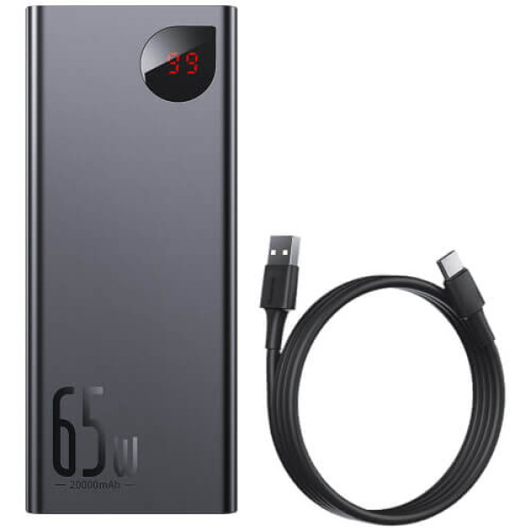 Зовнішній акумулятор Baseus Adaman Metal Digital Display Quick Charge Power Bank 65W 20000mAh Black (PPIMDA-D01/PPADM-65S)