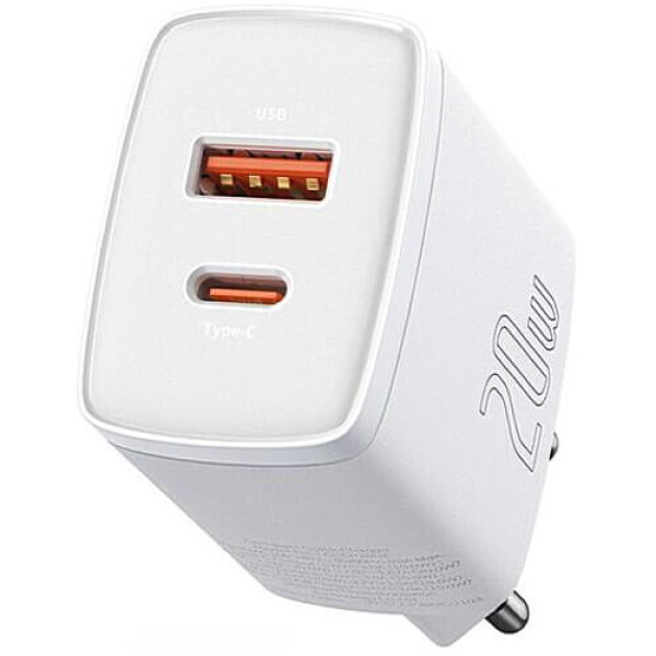 Мережевий зарядний пристрій Baseus Compact Quick Charger U+C 20W White (CCXJ-B02)