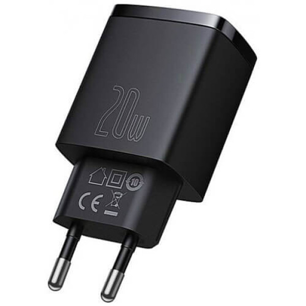 Мережевий зарядний пристрій Baseus Compact Quick Charger U+C 20W Black (CCXJ-B01)
