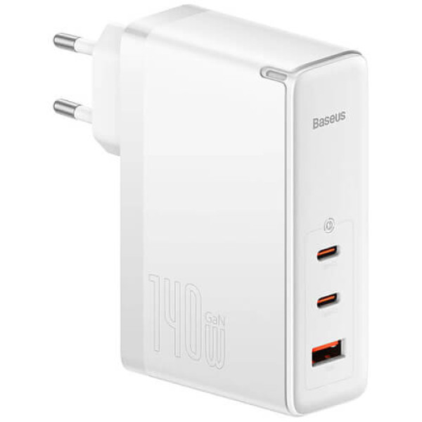 Мережевий зарядний пристрій Baseus GaN5 Pro Fast Charger USB + 2USB-C 140W (with Type-C to Type-C cable) (CCGP100202) White
