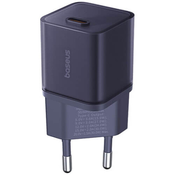 Мережевий зарядний пристрій Baseus GaN5S Fast Charger 1C 30W EU (P10162504523-00) Midnight Purple