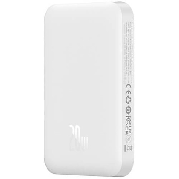 Зовнішній акумулятор Baseus Magnetic Mini Air Wireless Fast Charge 6000mAh 20W з кабелем Stellar White (P10059002223-00)