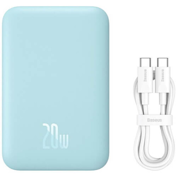 Зовнішній акумулятор Baseus Magnetic Mini Air Wireless Fast Charge 10000mAh 20W з кабелем Galaxy Blue (P10059001313-00)