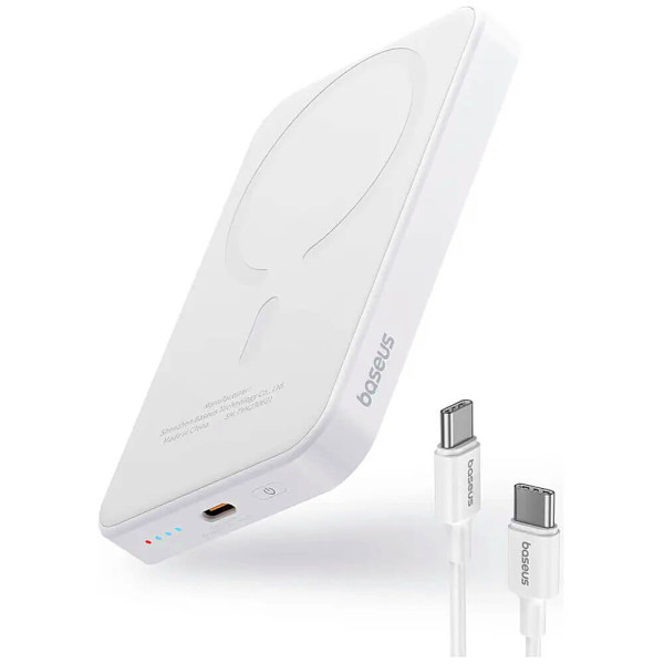 Зовнішній акумулятор Baseus Magnetic Mini Wireless Fast Charge Power Bank 5000mAh 20W White (PPCXM05/P10022106222-00)