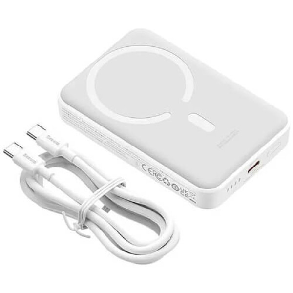 Зовнішній акумулятор Baseus Magnetic Mini Wireless Fast Charge Power Bank 10000mAh 30W White (PPCX110202)