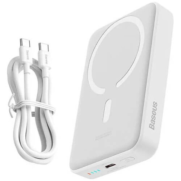 Зовнішній акумулятор Baseus Magnetic Mini Wireless Fast Charge Power Bank 10000mAh 30W White (PPCX110202)