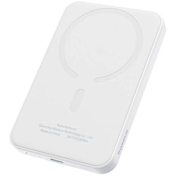 Зовнішній акумулятор Baseus Magnetic Mini Wireless Fast Charge 5000mAh 20W p кабелем Stellar White (P10022107223-00)