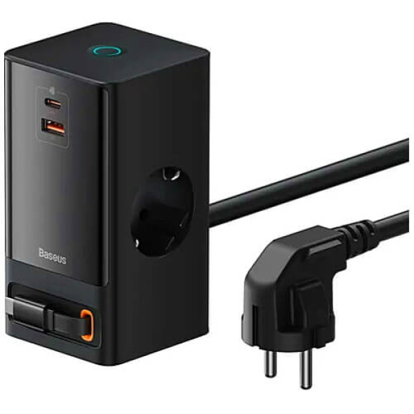 Мережевий зарядний пристрій Baseus PowerCombo Digital PowerStrip 65W Black (PSLR000301)