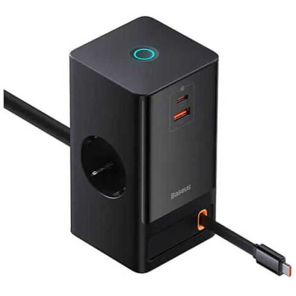 Мережевий зарядний пристрій Baseus PowerCombo Digital PowerStrip 65W Black (PSLR000301)