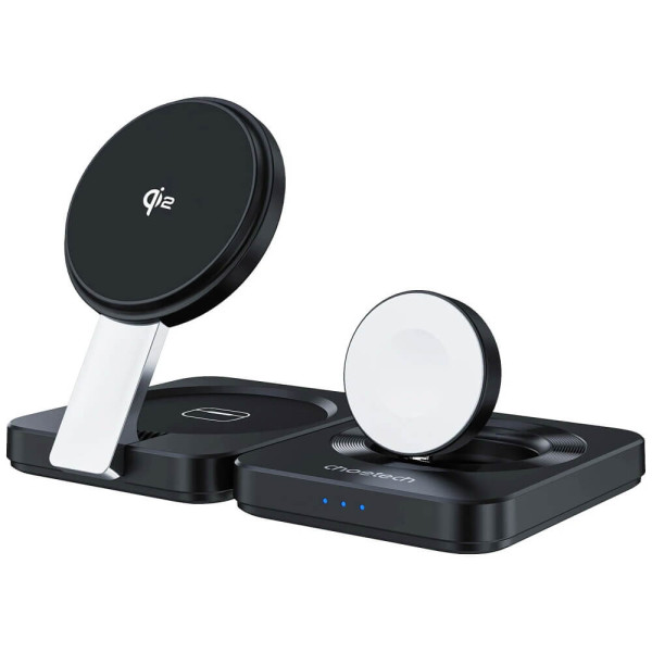 Бездротовий зарядний пристрій Choetech Qi2 3-in-1 Foldable Magsafe Wireless Charger (T636-F)