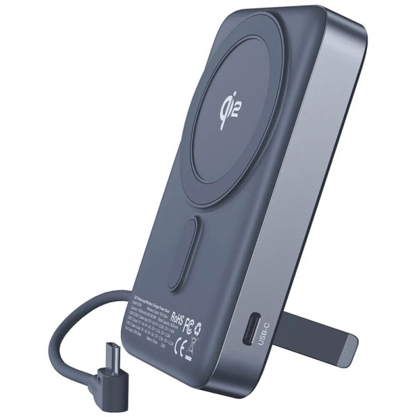 Зовнішній акумулятор Choetech Qi2 PD35W 10000mAh Magnetic Grey (B758)