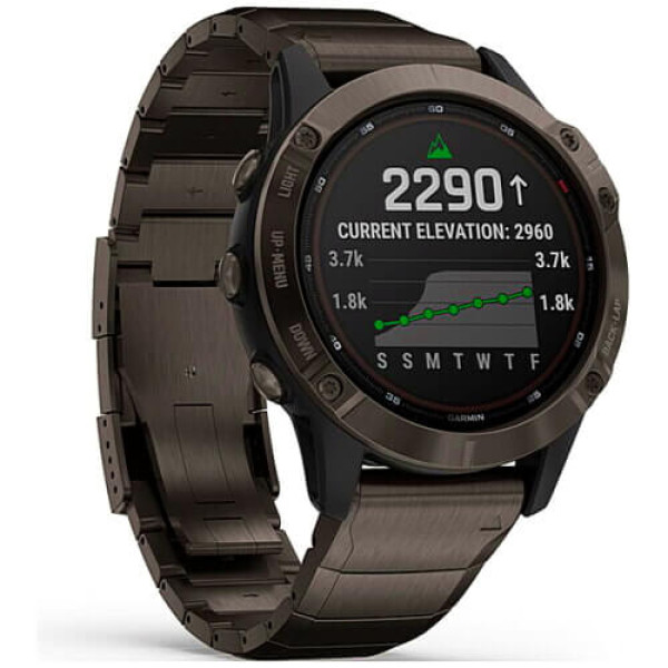 Смарт-годинник Garmin Fenix 6 Pro Solar Titanium Carbon Gray Dlc With Titanium Dlc Band (010-02410-23) ГАРАНТІЯ 3 міс.
