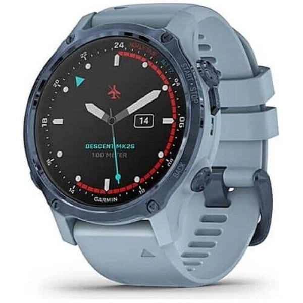 Спортивний годинник Garmin Descent Mk2S Mineral Blue with Sea Foam Silicone Band (010-02403-07) ГАРАНТІЯ 3 міс.