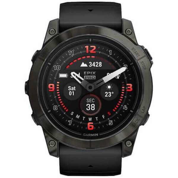Смарт-годинник Garmin Epix Pro 2 Sapphire 42mm Carbon Gray DLC Titanium with Black Band (010-02802-14/15) ГАРАНТІЯ 3 міс.