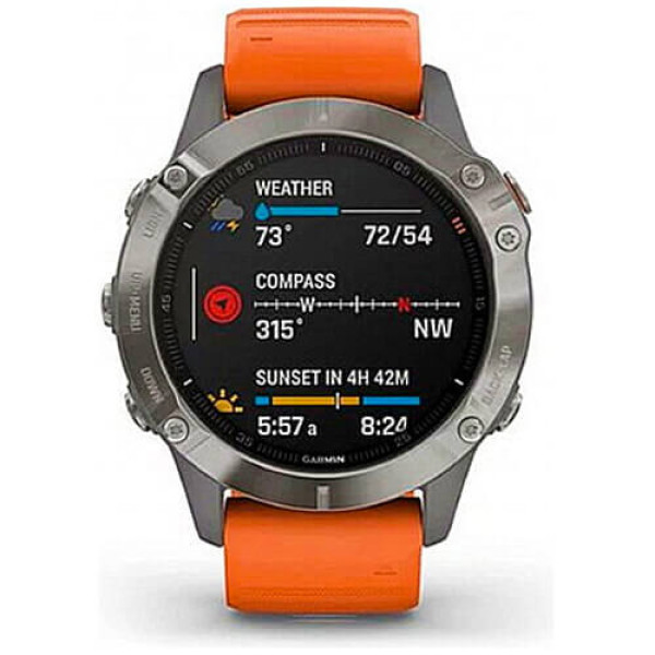 Смарт-годинник Garmin Fenix 6 Sapphire Titanium with Ember Orange Band (010-02158-13) ГАРАНТІЯ 12 міс.