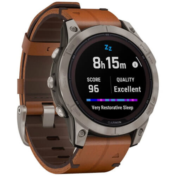Смарт-годинник Garmin Fenix 7 Pro Sapphire Solar Titanium with Chestnut L. Band (010-02777-30) ГАРАНТІЯ 3 міс.