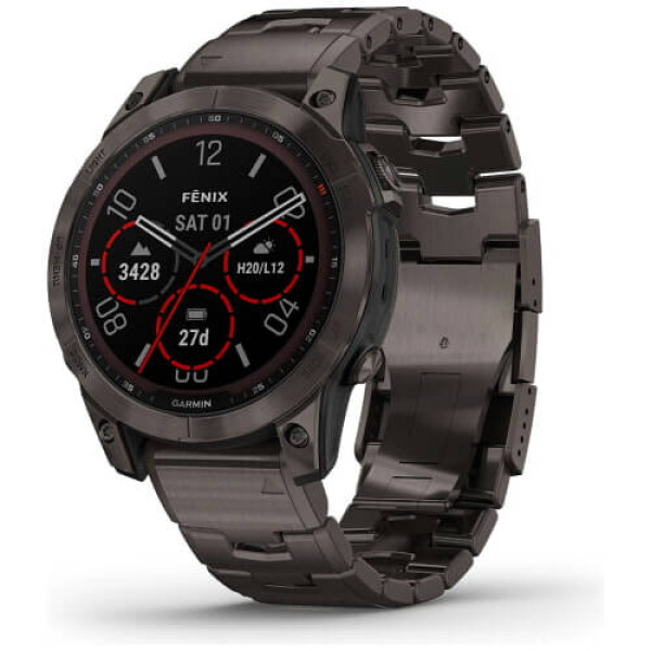 Смарт-годинник Garmin Fenix 7 Sapphire Solar C. Grey DLC Titanium та Carbon Grey V. Titanium Band (010-02540-39) ГАРАНТІЯ 3 міс.