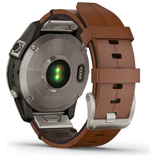 Смарт-годинник Garmin Fenix 7 Sapphire Solar Titanium with Chestnut Leather Band (010-02540-31) ГАРАНТІЯ 12 міс.
