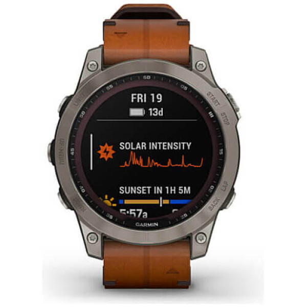 Смарт-годинник Garmin Fenix 7 Sapphire Solar Titanium with Chestnut Leather Band (010-02540-31) ГАРАНТІЯ 3 міс.