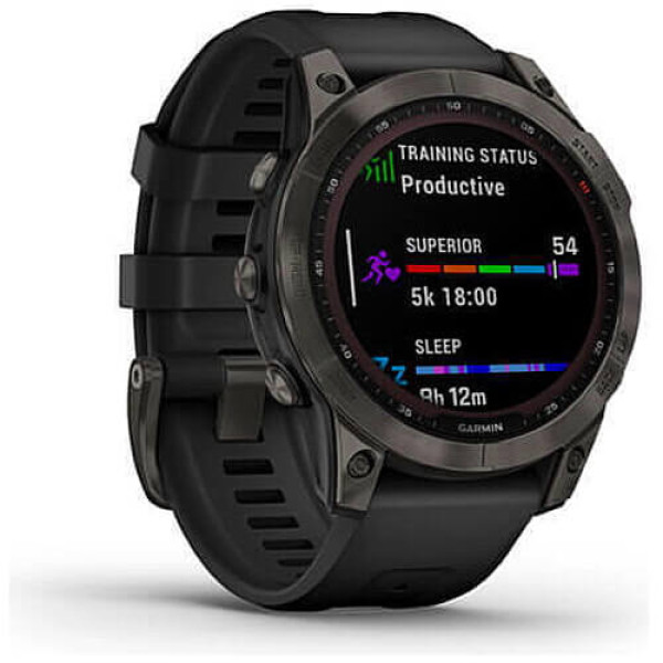 Смарт-годинник Garmin Fenix 7 Sapphire Solar Carbon Gray DLC Titanium with Black Band (010-02540-20/21) ГАРАНТІЯ 3 міс.